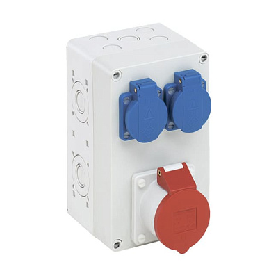 Корпус STG 012, 2 розетки Schuko, 1 розетка CEE 16 A